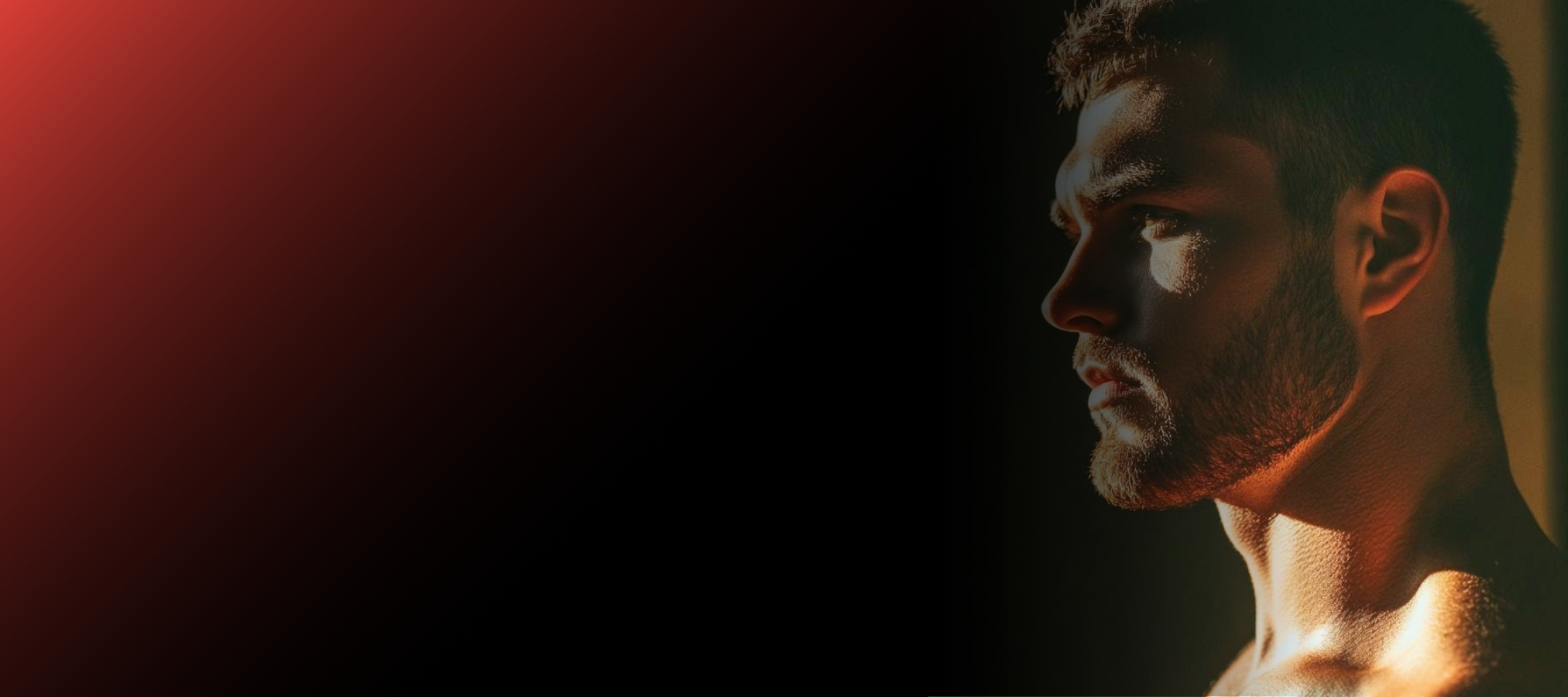 Portrait of a focused, healthy man — 4AM Performance core performance supplements for men.
